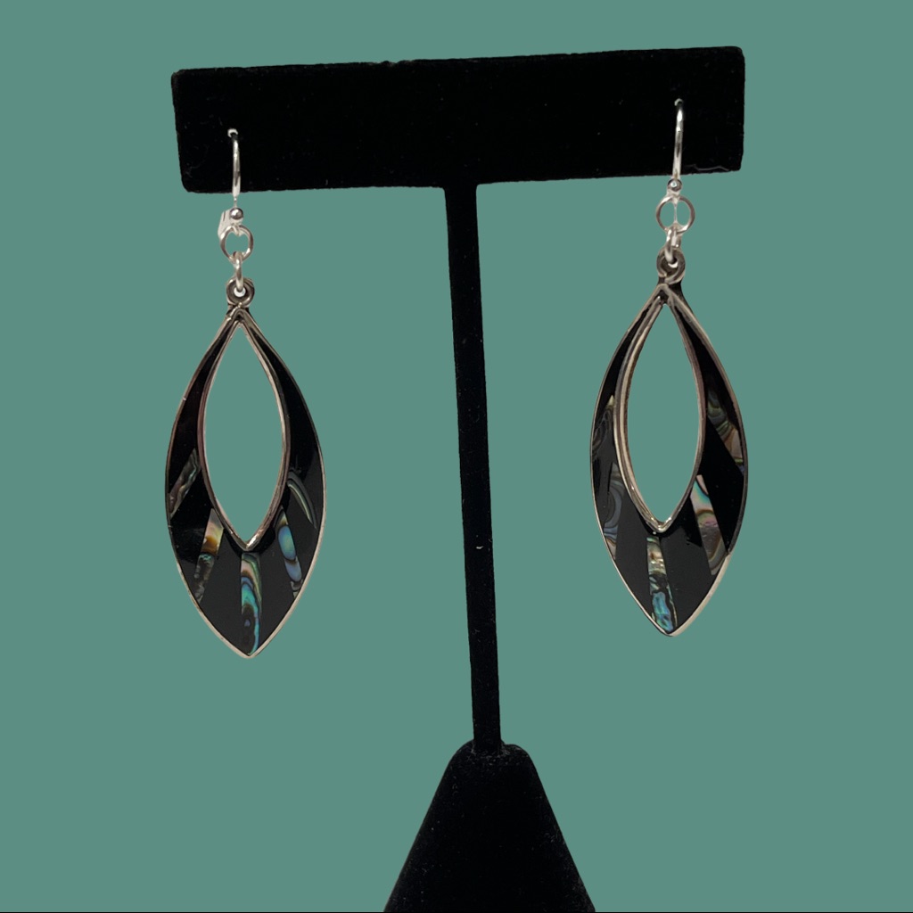 Vintage Alpaca Mexico Silver Earrings With Abalone 20$